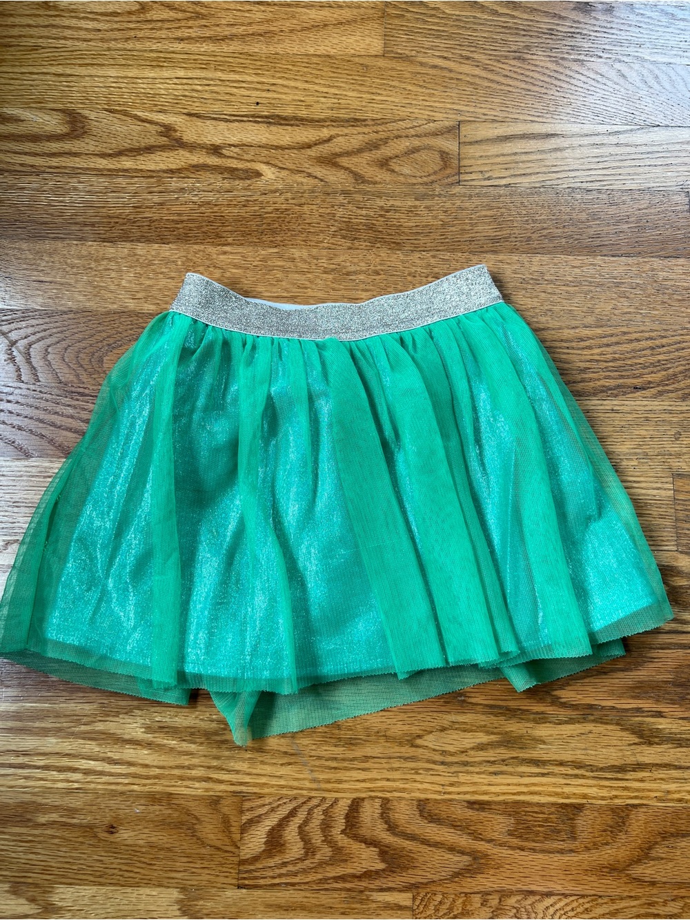 Cat & Jack Girls Green Tulle Skirt with Gold Waistband